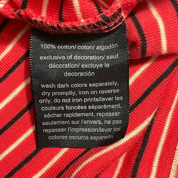 Tommy Hilfiger Womens Size M Red Blue White V Neck Striped Short Sleeve T-Shirt - Picture 6 of 10
